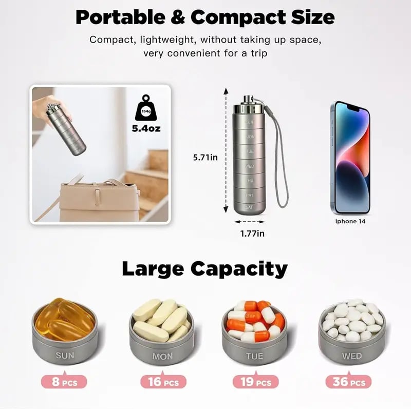 🔥TODAY 49% OFF - Metal Travel Pill Organizer