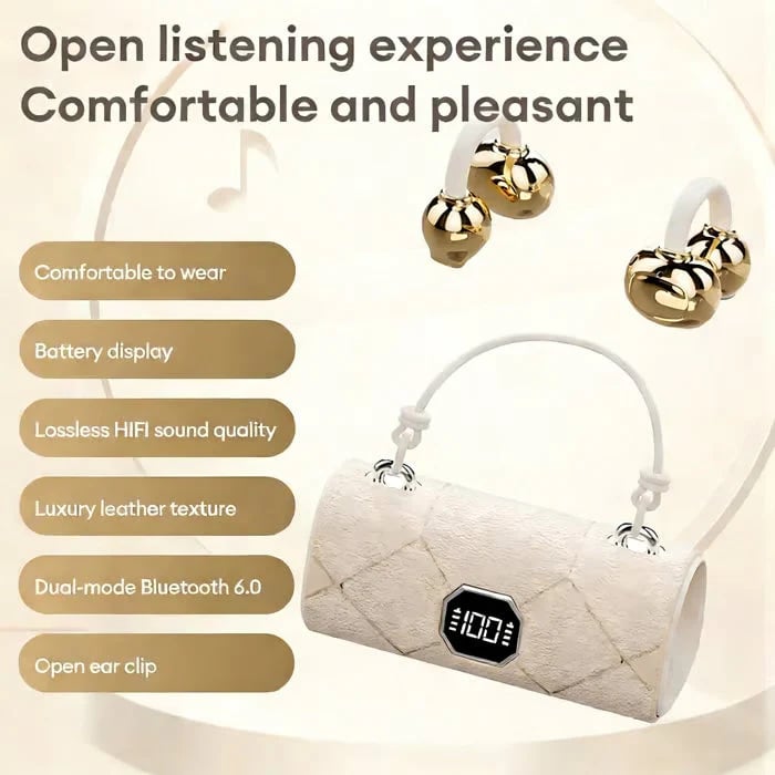 🎉Last Day Promotion 49% OFF💞Fashionable Clip-On Wireless Headphones with Handbag