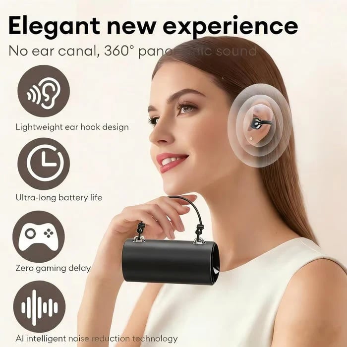 🎉Last Day Promotion 49% OFF💞Fashionable Clip-On Wireless Headphones with Handbag